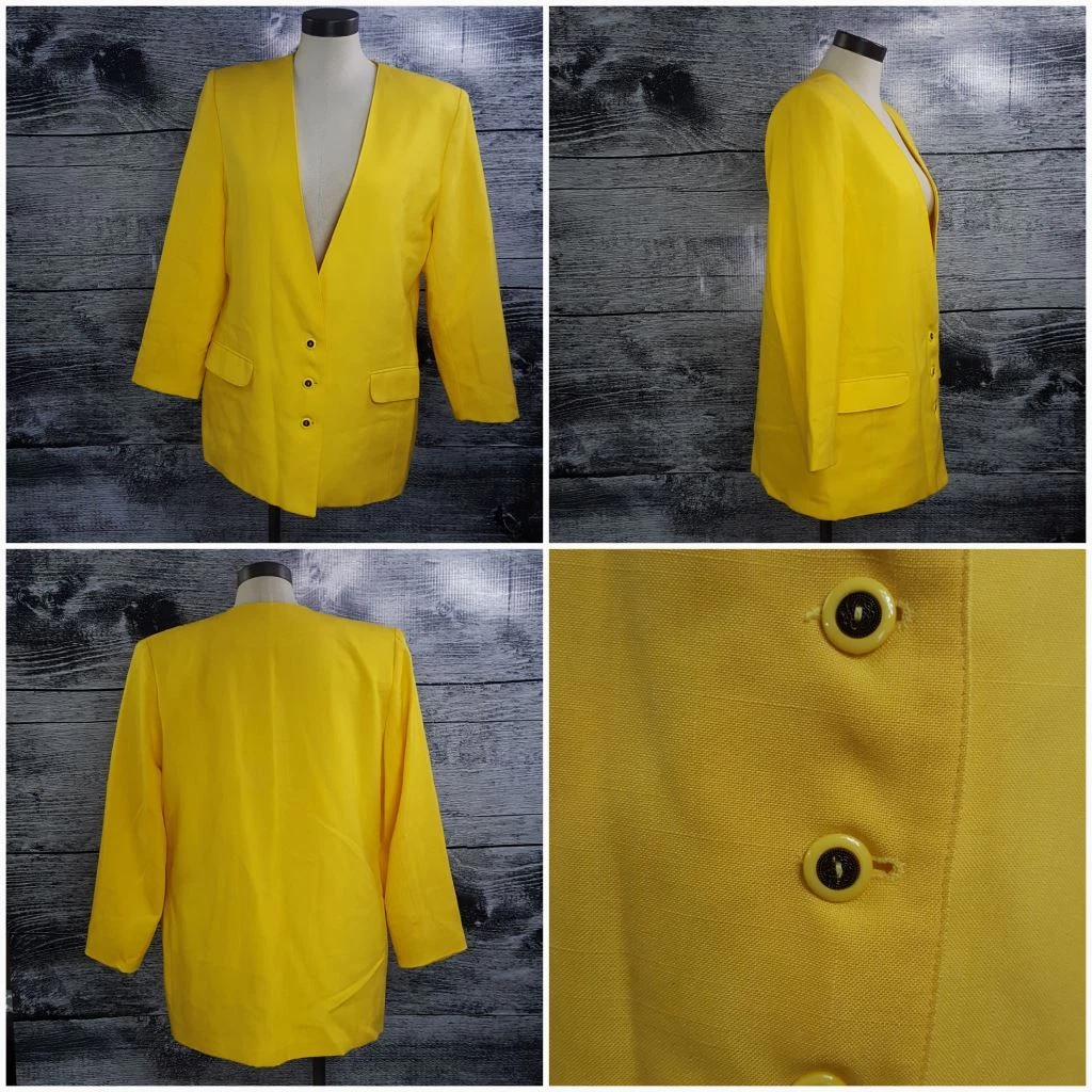Vintage Korinna Women Blazer Bright Yellow Lined Made in Canada