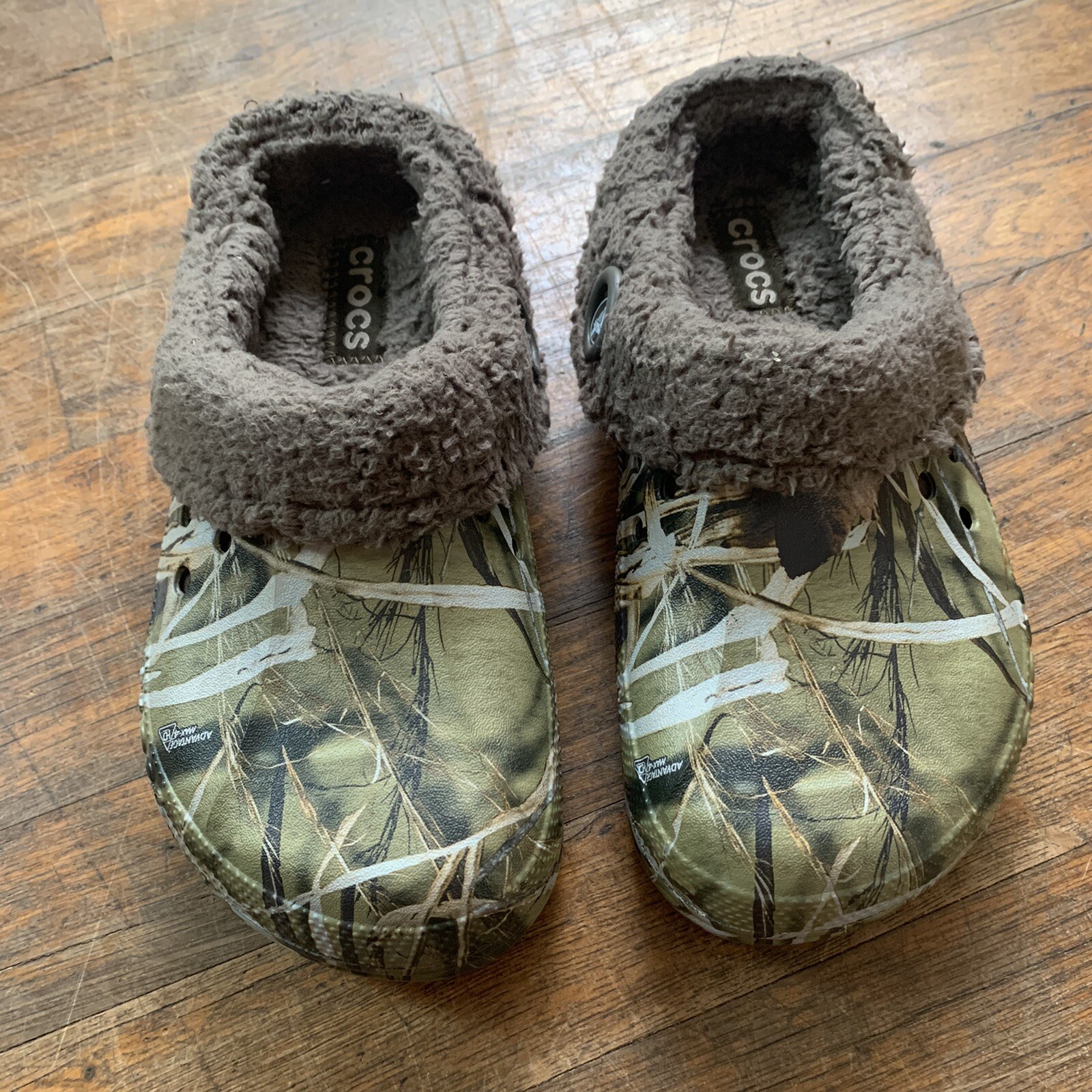 mens fur lined camo crocs