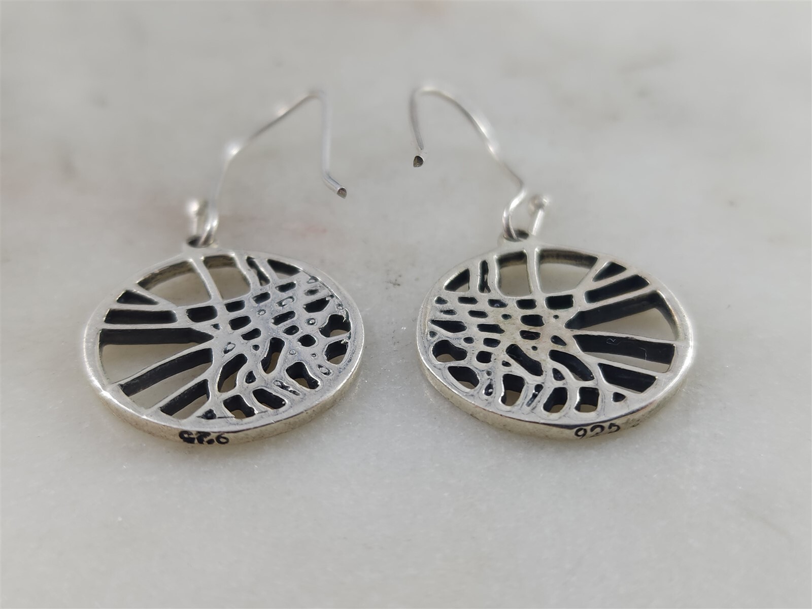 Vintage Solid Sterling Silver Woven Web Design Da… - image 2