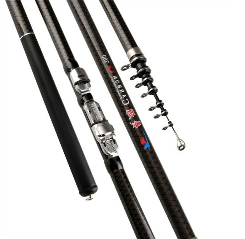 Telescopic Carbon Fiber Fishing Rods 3.6M 4.5M 5.4M 6.3M Rock Spinning Poles  | eBay