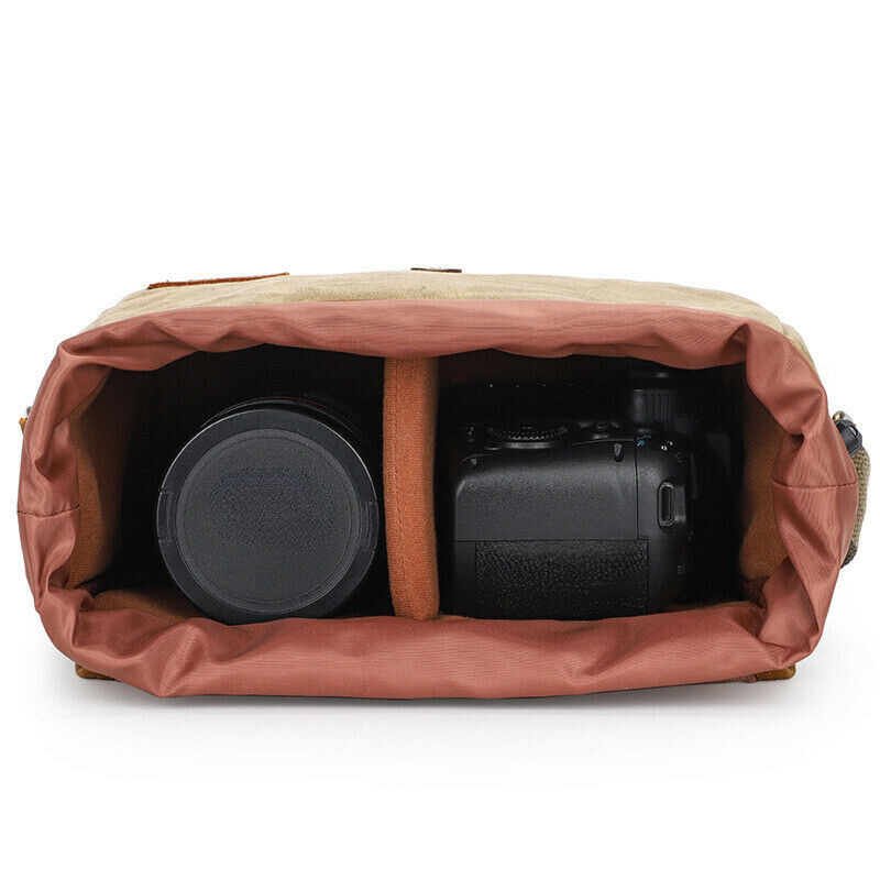 Allacki Waterpoof Canvas Camera Sling Bag Shockproof Vintage Dslr
