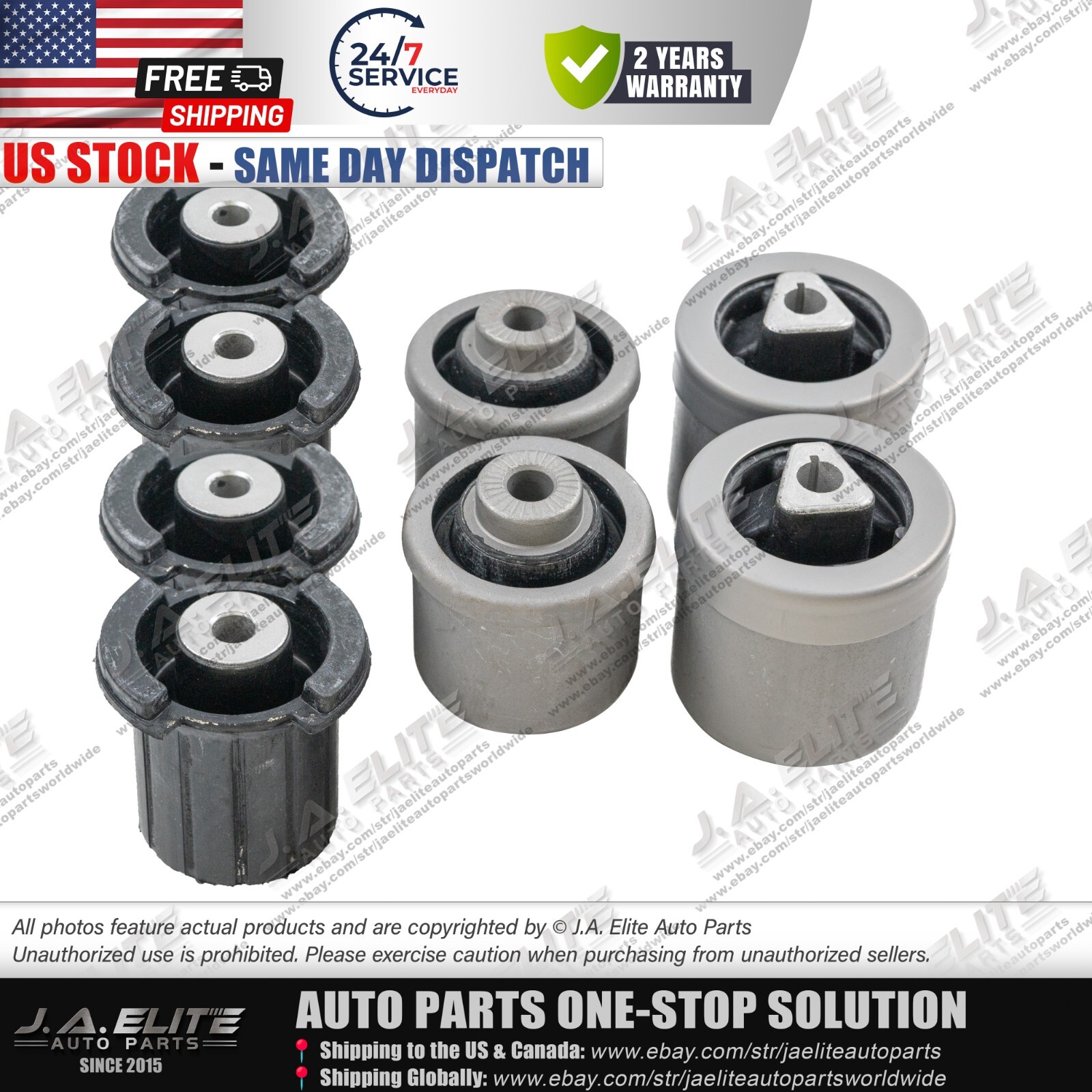 8pcs Front Upper & Lower Control Arm Bushing Kit fit Rolls Royce Phantom 2004-16