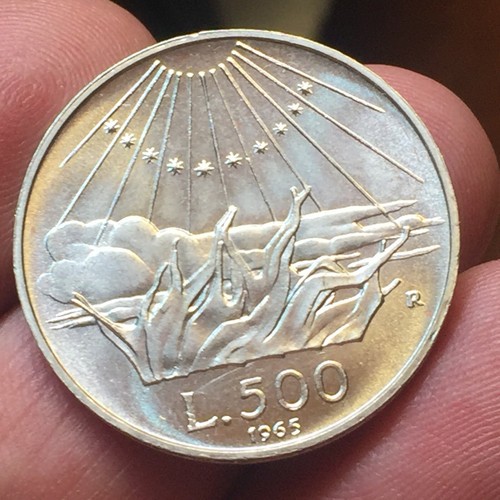 REPUBBLICA ITALIANA 500 LIRE 1965 DANTE CARAVELLE ARGENTO - Foto 2 di 2