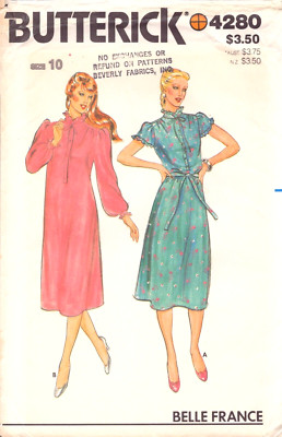 Butterick 4280-Miss Dress-Belt-Loose-Fitting 5'' Below Mid-Knee-Button Front - 10
