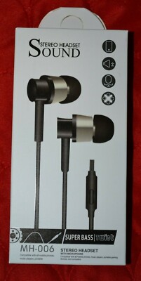 Stereo Headset Sound With Microphone MH-006 - Hands Free Calling - Black Earbuds