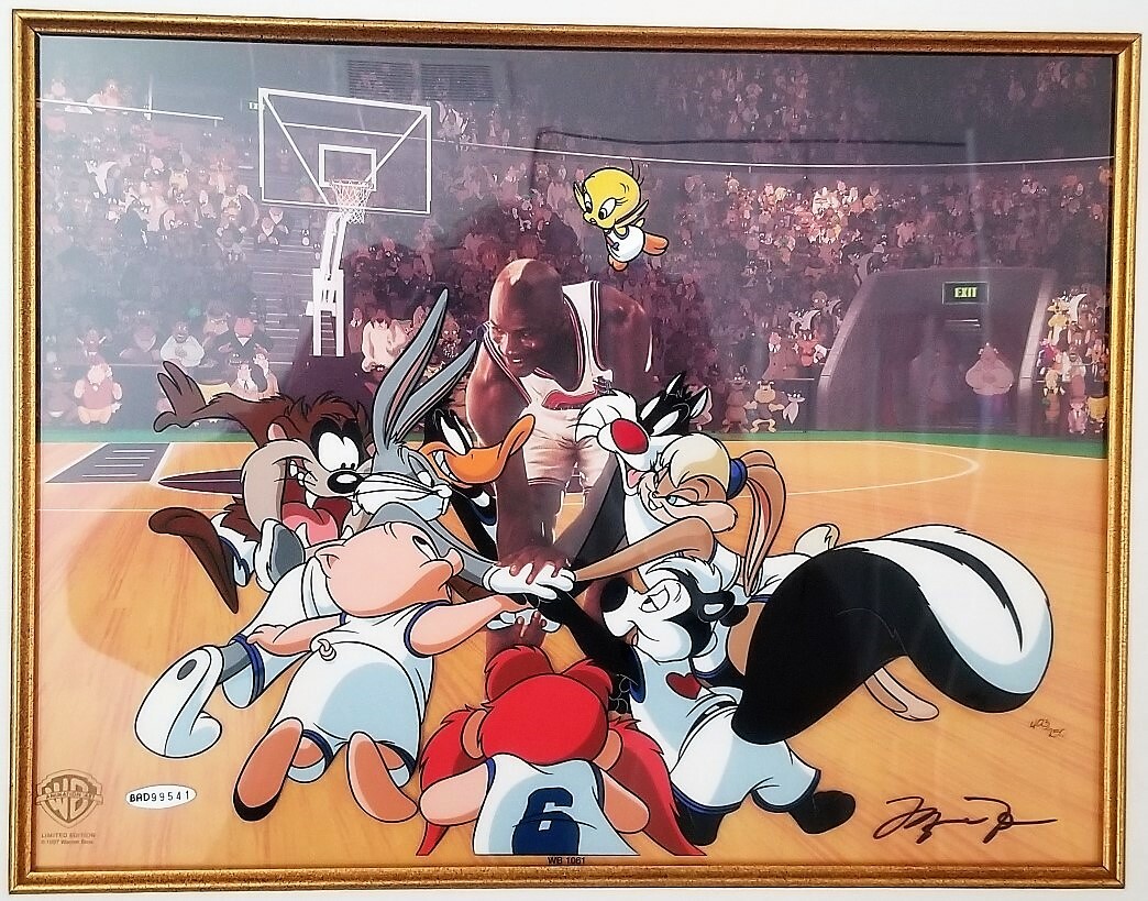 MICHAEL JORDAN SIGNED SPACE JAM CEL HAND PAINTED LTD/ED 403 MICHAEL JORDAN SIGNED SPACE JAM CEL HAND PAINTED LTD/ED 403