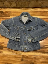 VTG Lee Riders Denim  SZ SM Jean  Jacket Sanforized PATD-153438 Union Made