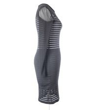 Angl Dress Sz S Black Sheer Long Sleeve Color Block Poly Spandex Bodycon Dress