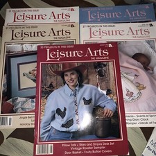 Leisure Arts The Magazine Lot of 5 Cross Stitch Crafts Crochet 1993 VTG