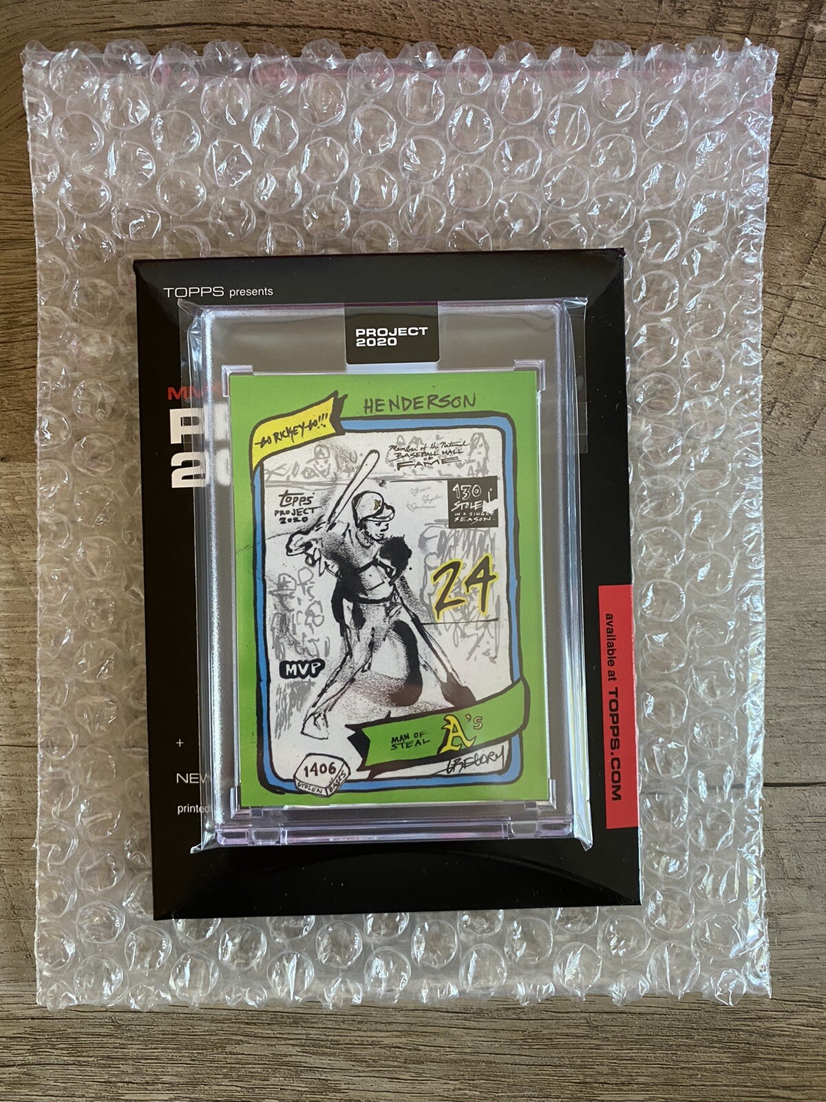 Topps Project 2020 RICKEY HENDERSON Card #206 by Gregory Siff - IN HAND