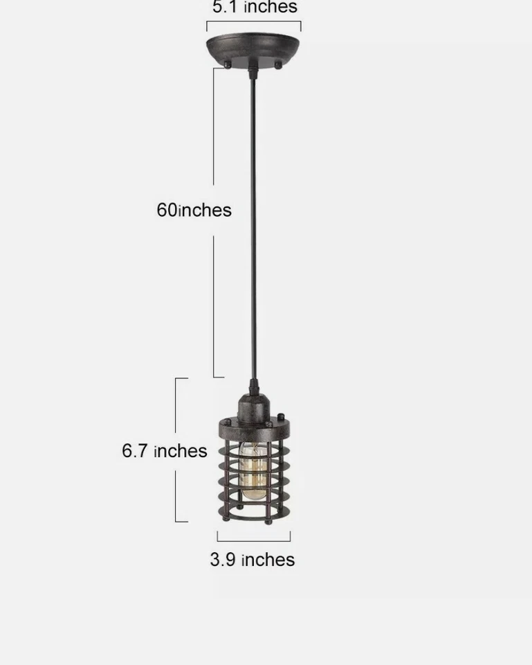 Mini Cage Pendant Lights Rust Ceiling Lights Industrial Pendant Lighting Kitchen - Image 4 of 4
