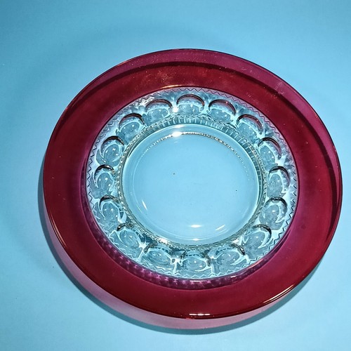 Vintage Indiana Glass Kings Crown Thumbprint Design Ruby Red Flash Salad Plates - Picture 8 of 9