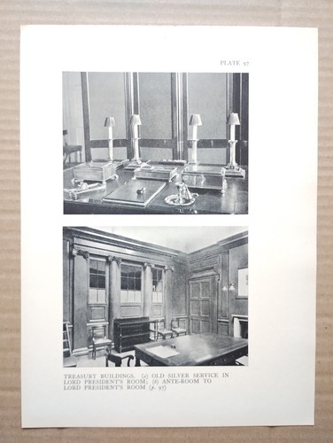 Interior Views at Treasury Buildings, Westminster, London - Antique Print - 1931