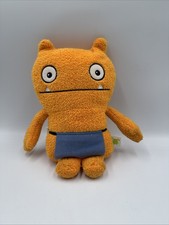 Ugly Doll Plush Wage The Helper Ugly Doll Orange With Blue Apron 9" Euc
