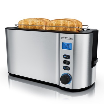 Arendo MANHA 4 Scheiben Edelstahl Langschlitz Toaster 1500W LCD Display 3 Tasten