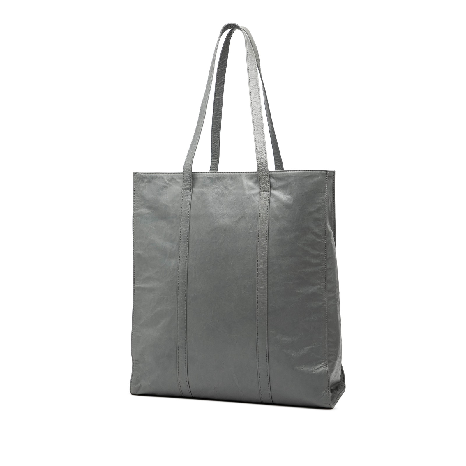 Authenticated Prada Medium Nappa Antique Shopper Tote Gray Leather thumbnail 2