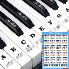 Piano Keyboard Stickers with Piano Chord Chart,for 88/61/54/49 Key,Note Lette...