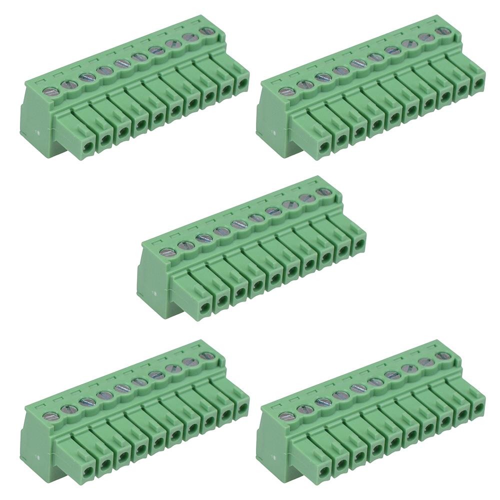 5 x 10-Way 3.5mm Right Angle Pluggable Terminal Block 8A 300V