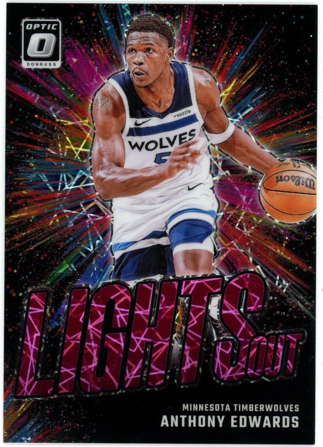 2024-25 Optic Anthony Edwards Lights Out Pink Velocity /79 Timberwolves