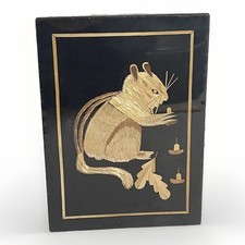 Handcrafted Inlaid Wheat Straw Wall Art Chipmunk  Nuts Blangladesh
