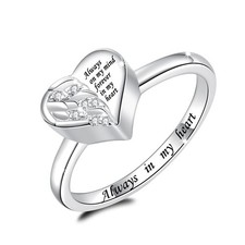 925 Sterling Silver Cremation Urn Ring Holds Loved Ones Ashes Angel Wing Hear...