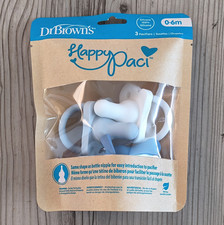 Dr. Brown's HappyPaci Silicone Pacifiers 0-6M Blue/White BPA-Free 3-Pack