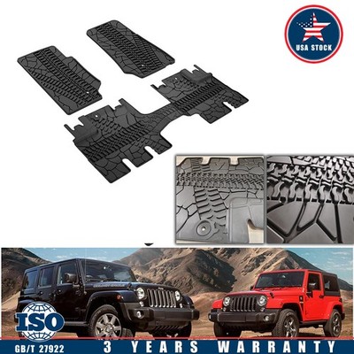 Fit Jeep Wrangler JK 07-2013 4-Dr Front & Rear TPE Floor Liners All Weather Mat