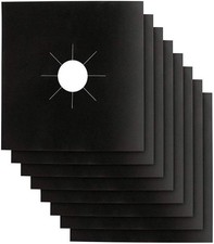 Reusable Non-Stick Stove Burner Covers - 8 Pack, 10.6 x 10.6 Black Protectors