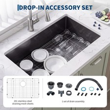 32x19x10 Undermount Workstation Kitchen Sink Single Bowl 304 Stainless Steel Bar