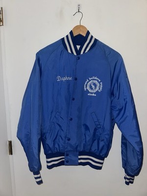 Don Allison Athletic Blue Varsity Jacket M Spenard Builders Supply Alaska Lined