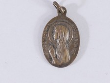 Vintage Lourdes Catholic Medal St Bernadette Virgin Mary Pendant Religious Charm