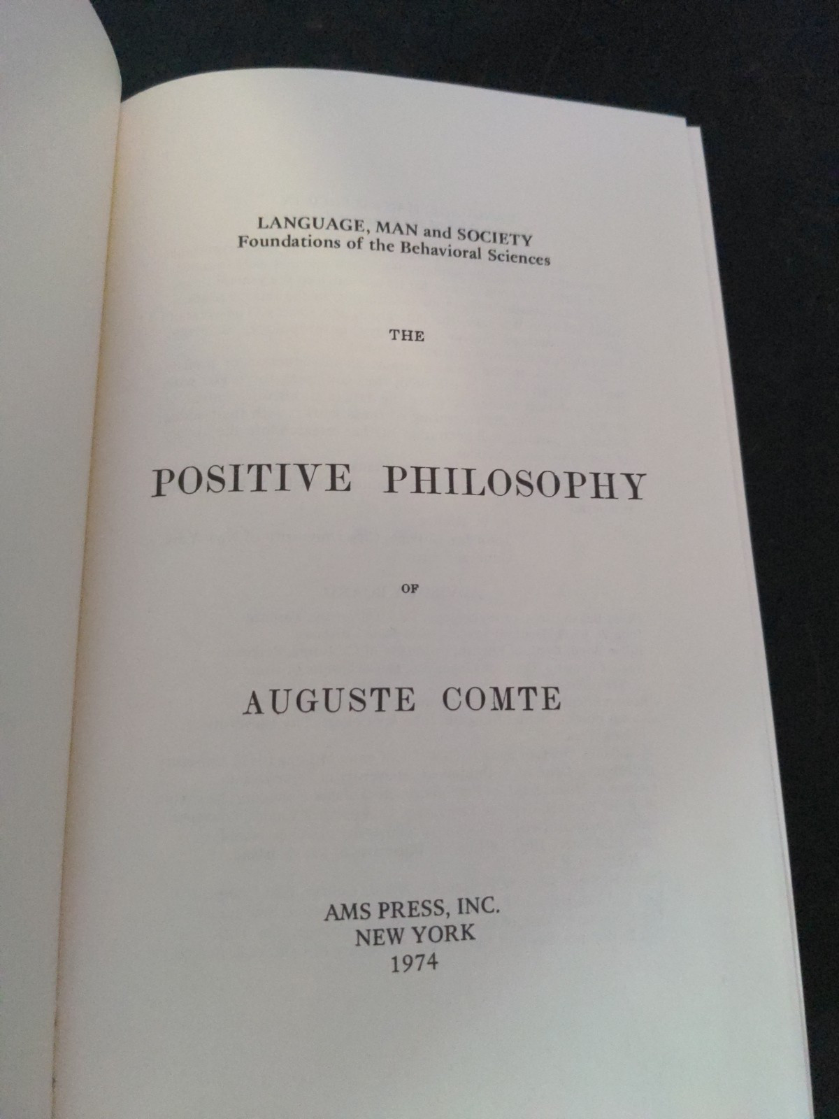 Positive Philosophy by Auguste Comte, HC 1974