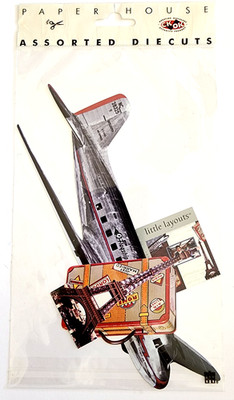 Paper House Vintage Scrapbook Die Cuts - Airplane Suitcase Eiffel Tower 3pc Set