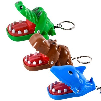 Mini Tier Zähne Spielzeug mit Schlüsselring Kinder Krokodil beißen Finger int