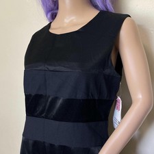 Black Satin and Crepe Vintage 90s Deadstock Sleeveless Chic Midi Dress