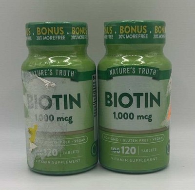 2PK Nature's Truth Biotin 1000 mcg ~120 Tablets Each ~ EXP 4/27+