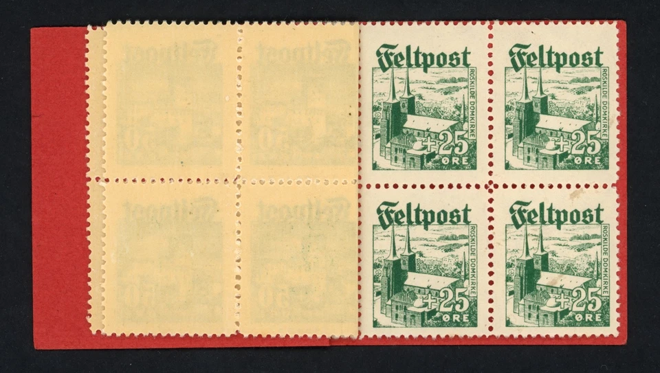 German Occ Denmark Stamps 1944 Booklet Fieldpost Issue Block Of 4 MNH OG - Image 4 of 4
