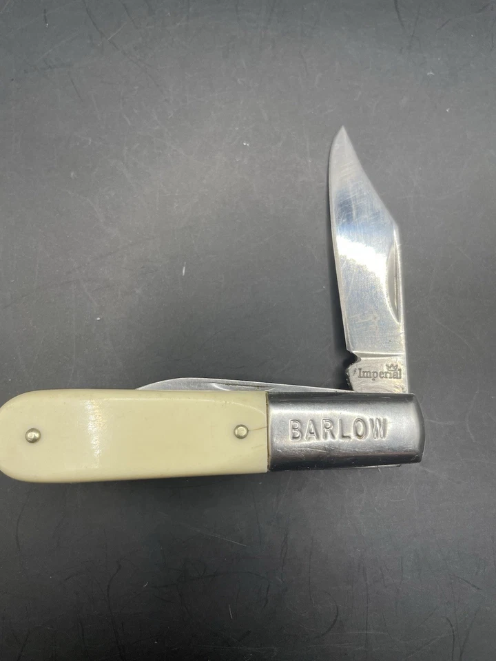 Cuchillo plegable de bolsillo vintage Imperial Barlow de acero inoxidable de 2 hojas Foto 3 de 4