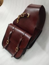 Dark Brown Genuine Leather Western Trail Horse Saddle Bag FREE SHIPPING