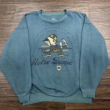 Vintage 90s Notre Dame Fighting Irish Crewneck Sweatshirt Faded Worn Size XL