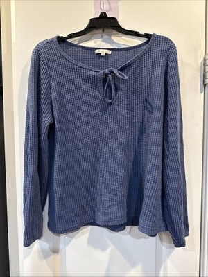 Z Supply Women s Purple Long Sleeve Knit Sweater Top With Front Tie Size L