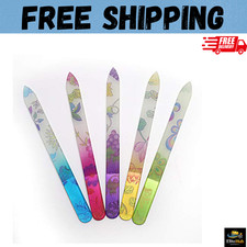 5 Pack Glass Nail File with Case, Crystal Fingernail Files, Double Sided Finger