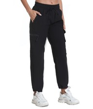 Women's Hiking Pants Lightweight Water Resistant Dark Black,L