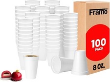 8 Oz Foam Cups Lightweight Insulated for Coffee, 8 Ounces, 100 Pack