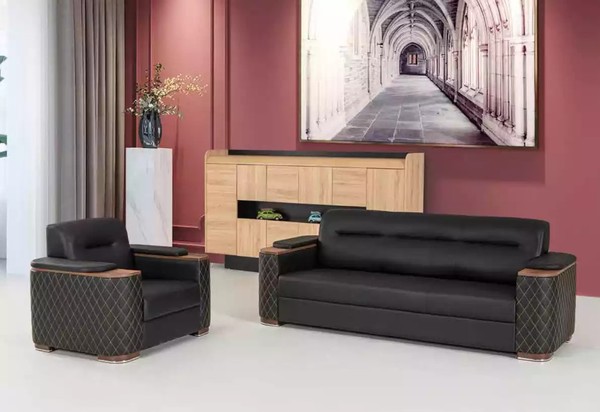 Schwarze Couchgarnitur Dreisitzer Sessel Arbeitszimmer Luxus 2Tlg 3+1-image