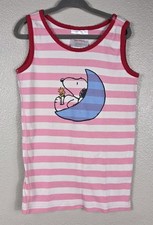 Hanna Andersson Peanuts Snoopy Organic Cotton Pajama Top Pink Stripe 8Y