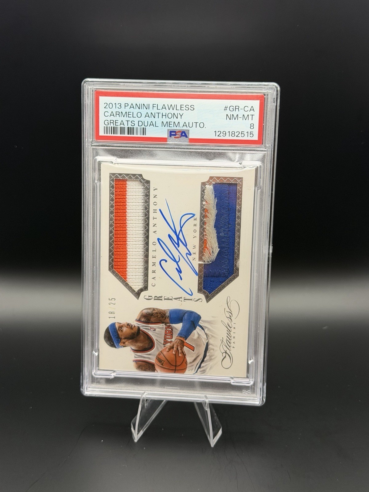 2013-14 Panini Flawless Carmelo Anthony - Greatest Hits Dual Relic Auto PSA8 view 7