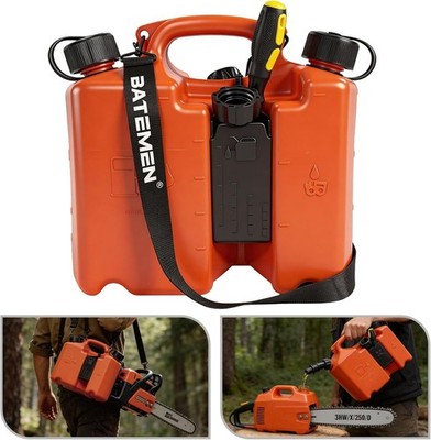 Dual-Chamber Chainsaw Fuel and Bar Oil Can,5L+3L Refueling Container with 2 Spou