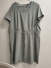 32 Degrees Ladies' Soft Twill Drawstring Dress (Green, XXL) With Pockets Comfy 