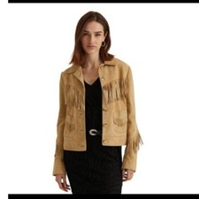Lauren Ralph Lauren Camel Suede Fringe Western Jacket Size 18W NWT — listing 3